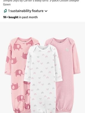 Carter's Baby Girls 3-Pack Cotton Sleeper  - Pink & White And 3 Long Sleeve Onsi